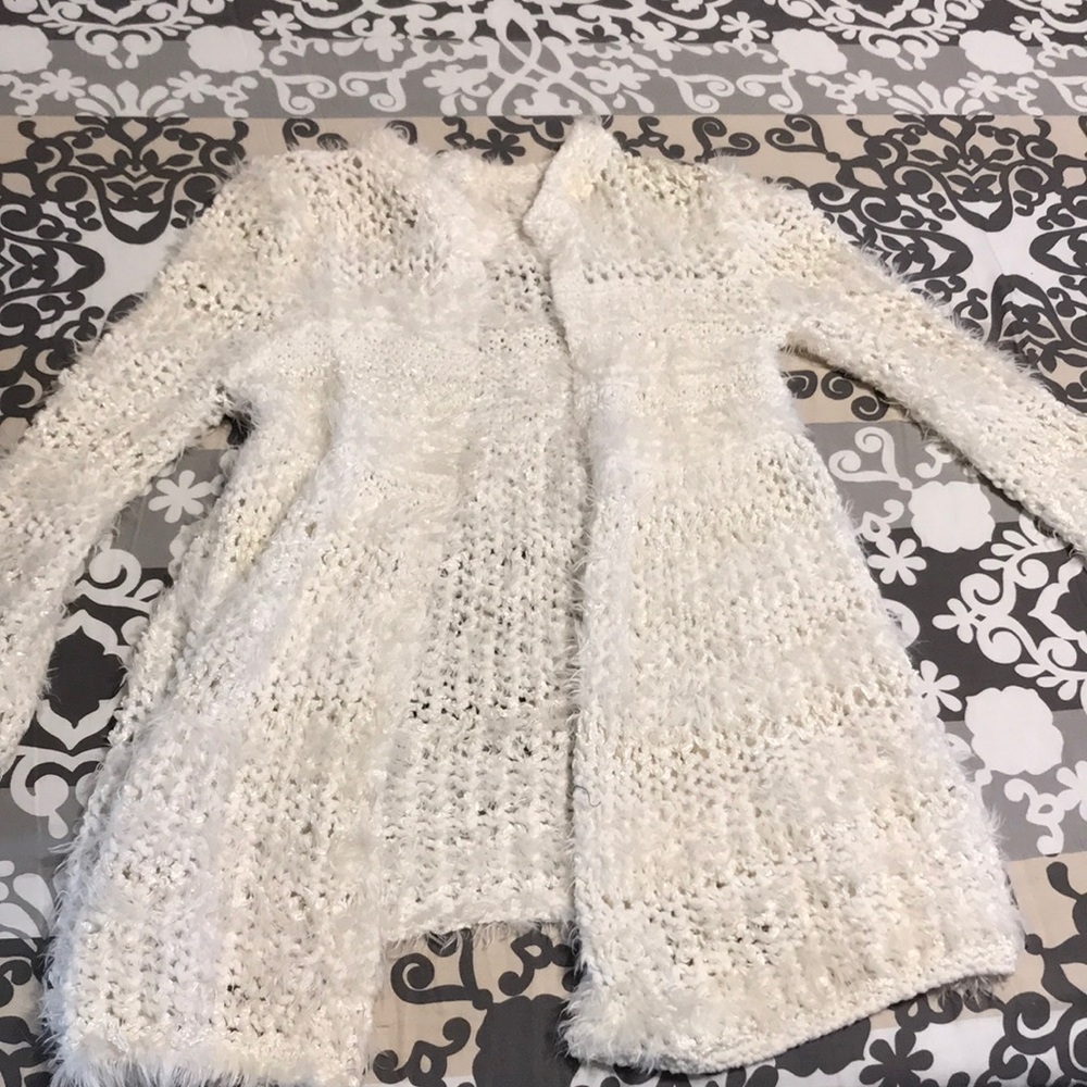 Fuzzy white cardigan